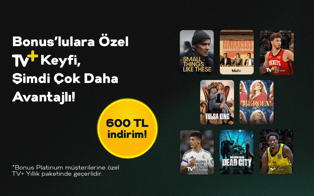 Premium TV+ Paketinde Paracard Bonus Platinum kartlara özel 600 TL indirim!