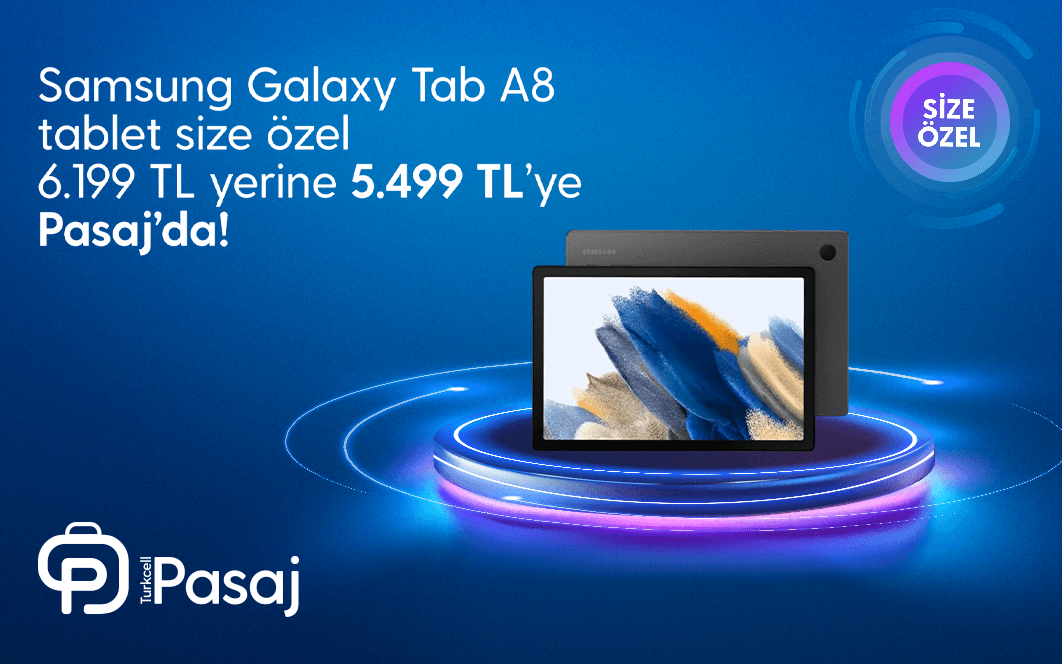 Turkcell Pasaj’da Samsung Galaxy Tab A8 LTE SM-X207 3GB 32GB 10.5 inç Tablet 5.499TL!