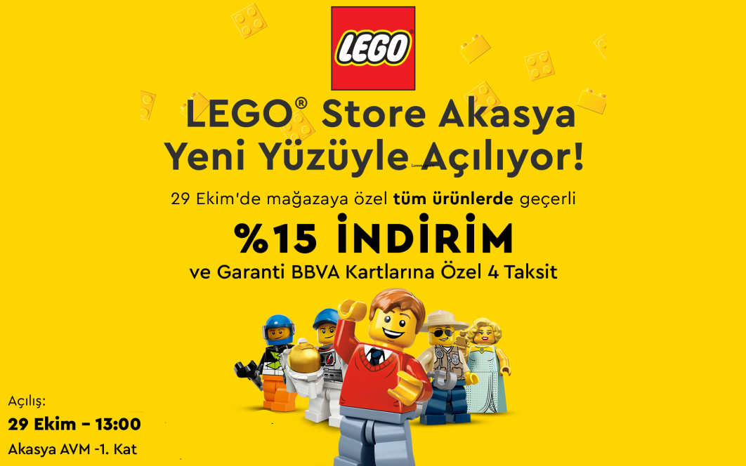 LEGO® Store Akasya mağazasında geçerli %15 indirim!