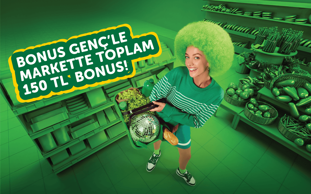 Paracard Bonus Genç'le markette toplam 150 TL bonus!