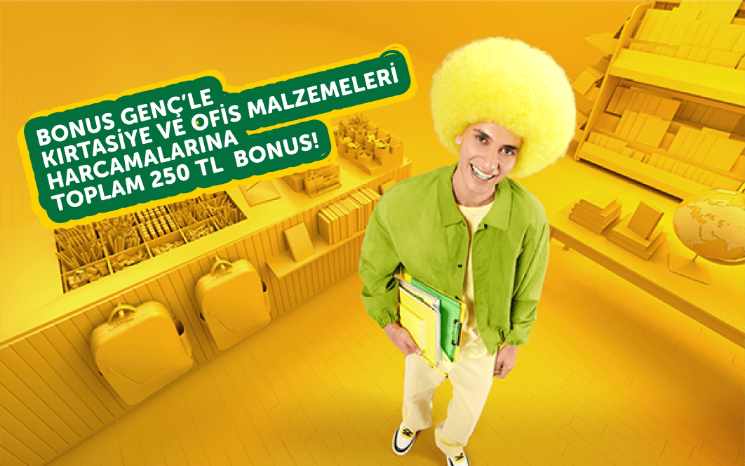 Paracard Bonus Genç'le, kırtasiye harcamalarına toplam 250 TL bonus!